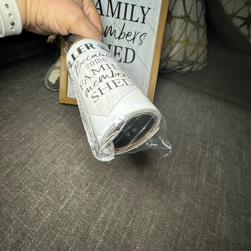 Dog wooden frame picture and hang lint roller